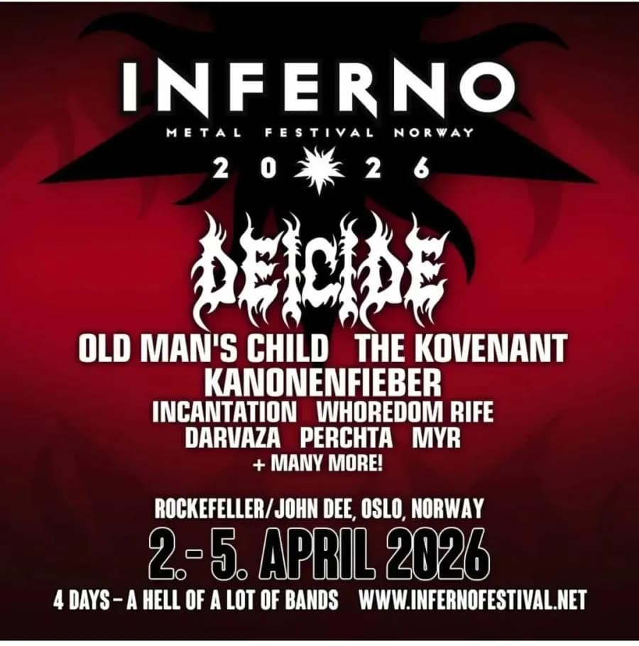 INFERNO METAL FESTIVAL 2026 Anuncia Primeira Onda de Bandas com DEICIDE, OLD MAN’S CHILD, THE KOVENANT e Mais